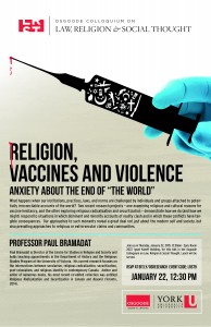 Image of event poster for “Religion, Vaccines, and Violence: Anxiety about the End of 'The World'".