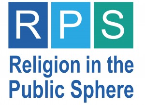 Image is the Religion in the Public Sphere Forum logo. Contains letters R P S and "Religion in the Public Sphere" below.
